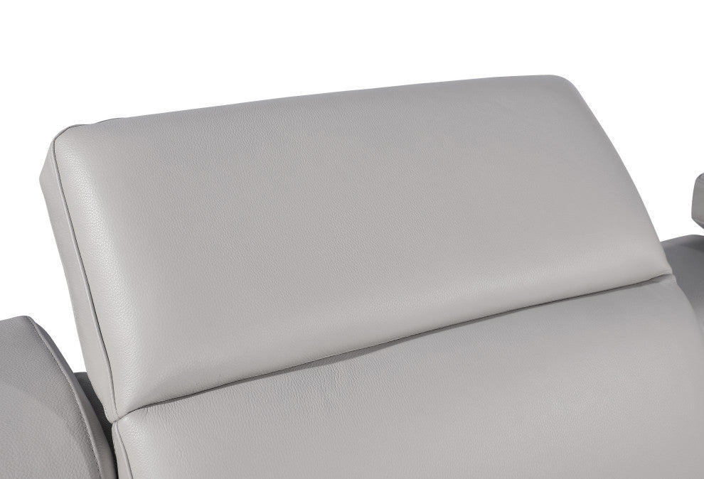 Marco-6-Piece, 3-Power Reclining Italian Leather Sectional, Light Gray