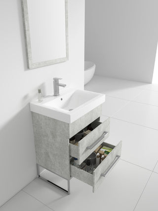 Fine Fixtures Modern Vanity Set, Gray Marble, 24", Polished Chrome Hardware