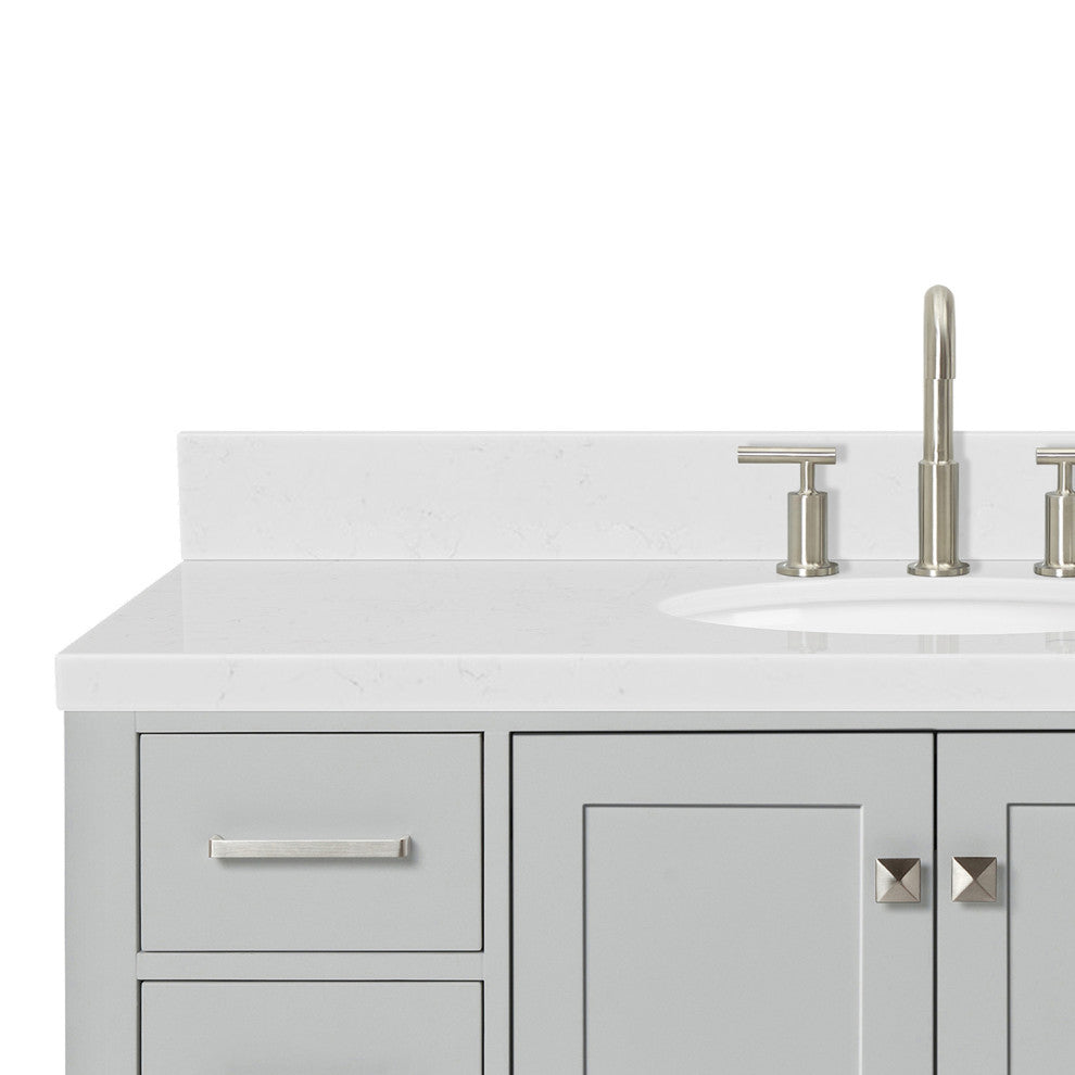 Ariel Cambridge 48" Single Oval Sink Vanity, Carrara Quartz