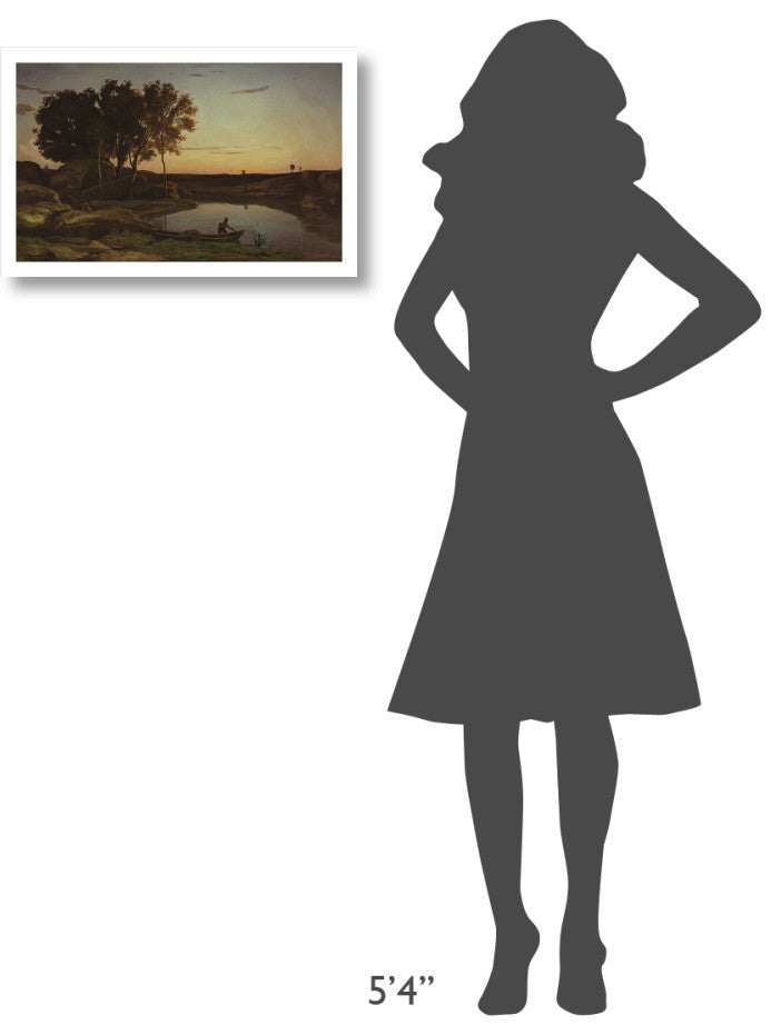 "Landscape with Lake and Boatman" Print by Jean-Baptiste-Camille Corot, 24"x15"