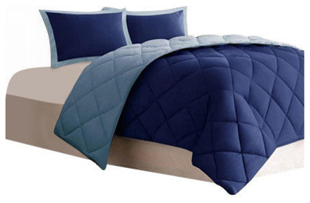 Madison Park Microfiber Solid Comforter Mini Set, Navy, Full/Queen