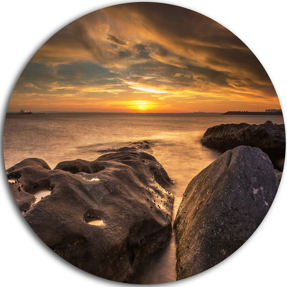 Rocky La Perouse Beach In Sydney, Seashore Disc Metal Artwork, 11"