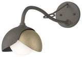 Brooklyn 1-Light Double Shade Sconce, Dark Smoke, Soft Gold, Opal Glass