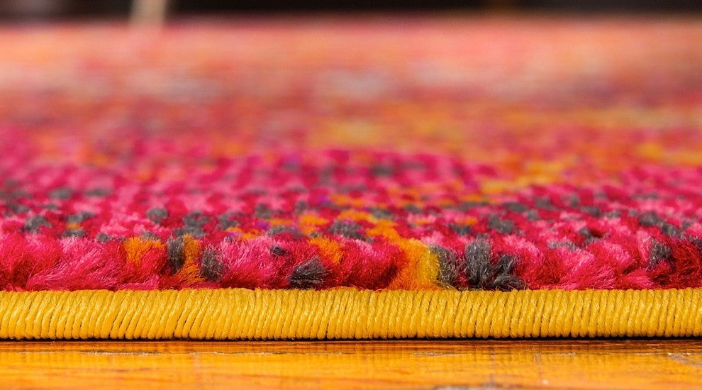 Contemporary Estelle 8' Round Fiery Area Rug