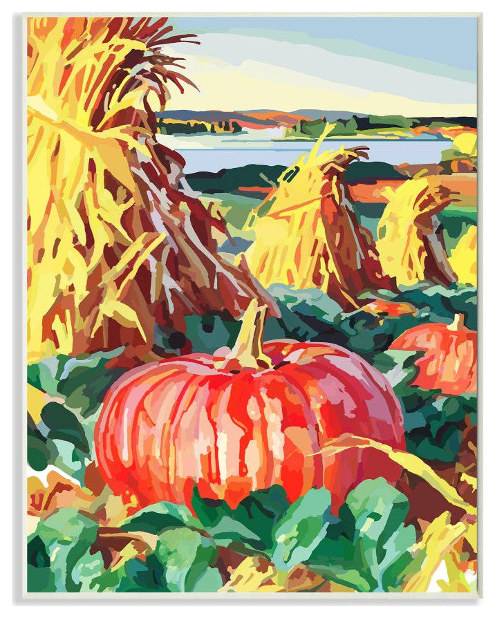 Pumpkin Patch Fall Autumn Landscape Design, 13"x19"