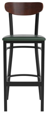 Wright Commercial Grade Barstool -500 LB. Capacity Steel Frame, Walnut Wood Back