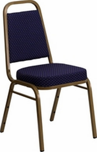 Trapezoidal Back Stacking Banquet Chair in Navy Patterned Fabric
