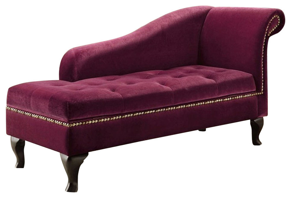 Contemporary Fabric Storage Chaise, Violet