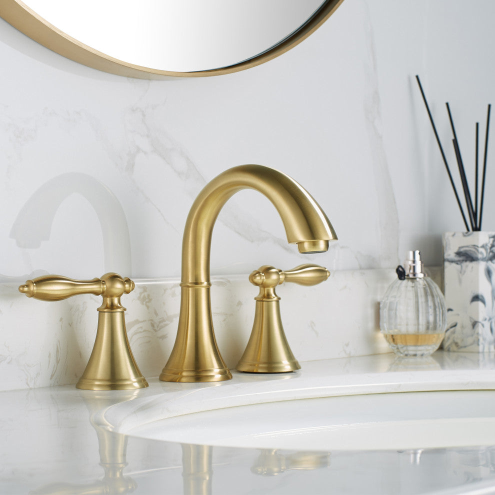 Florence Two-Handle 8" Widespread Bathroom Faucet Brushed Gold, Brushed Gold
