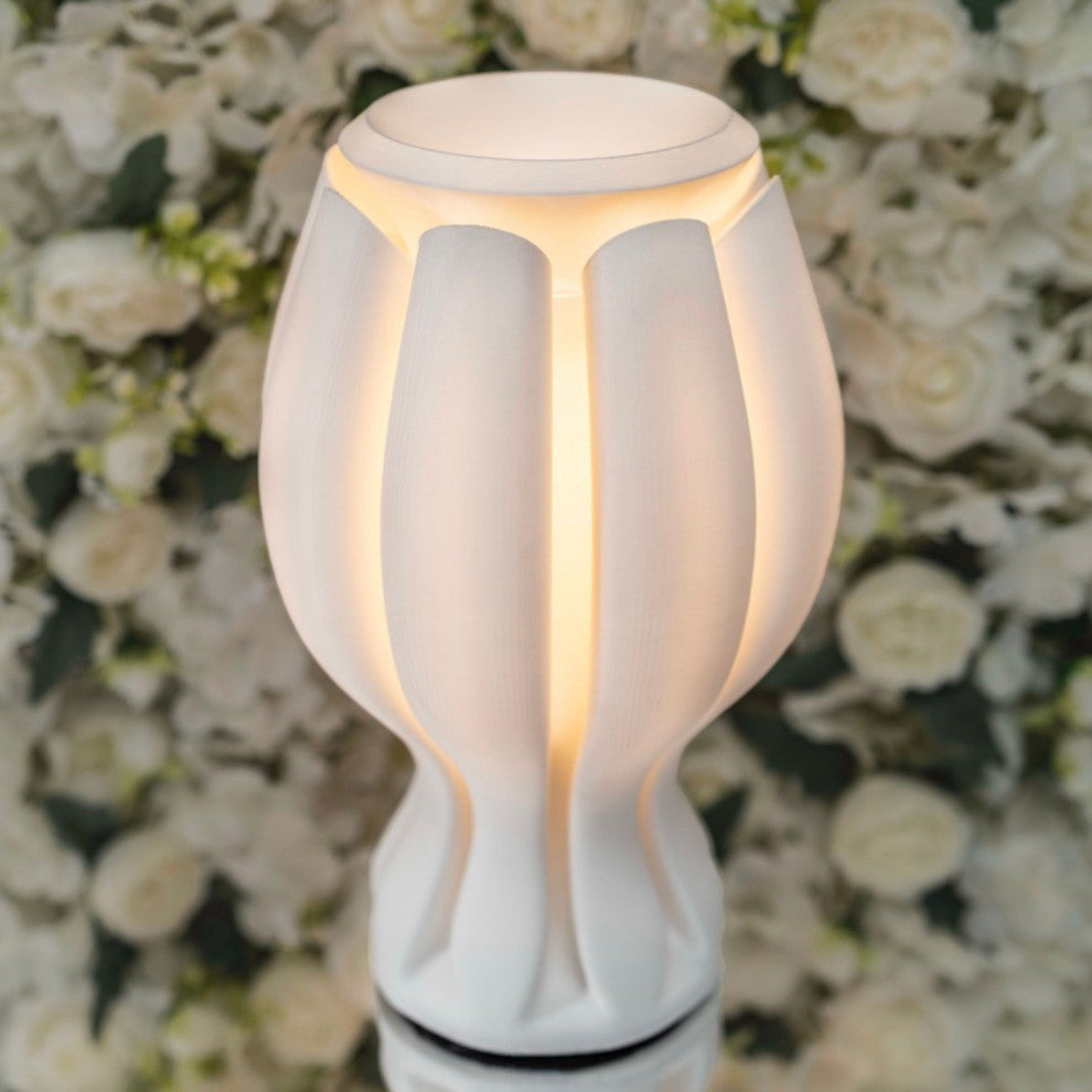 Flower 13" Tropical Plant-Based PLA Dimmable LED Table Lamp, White