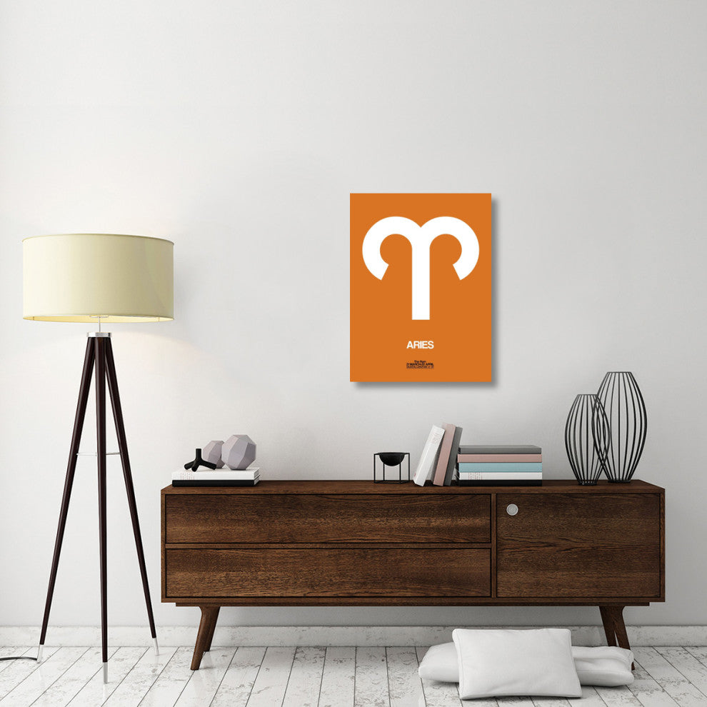 "Aries Zodiac Sign White on Orange" Fine Art Print