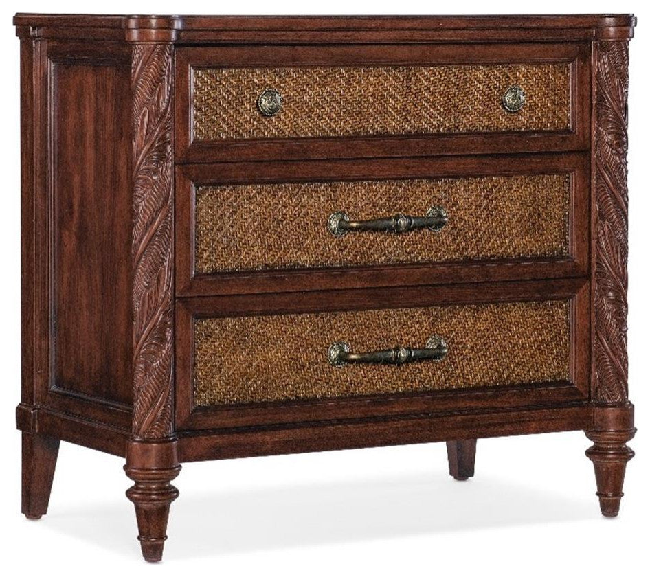 Charleston Three-Drawer Wood Nightstand in Cherry Brown by Hooker Furniture