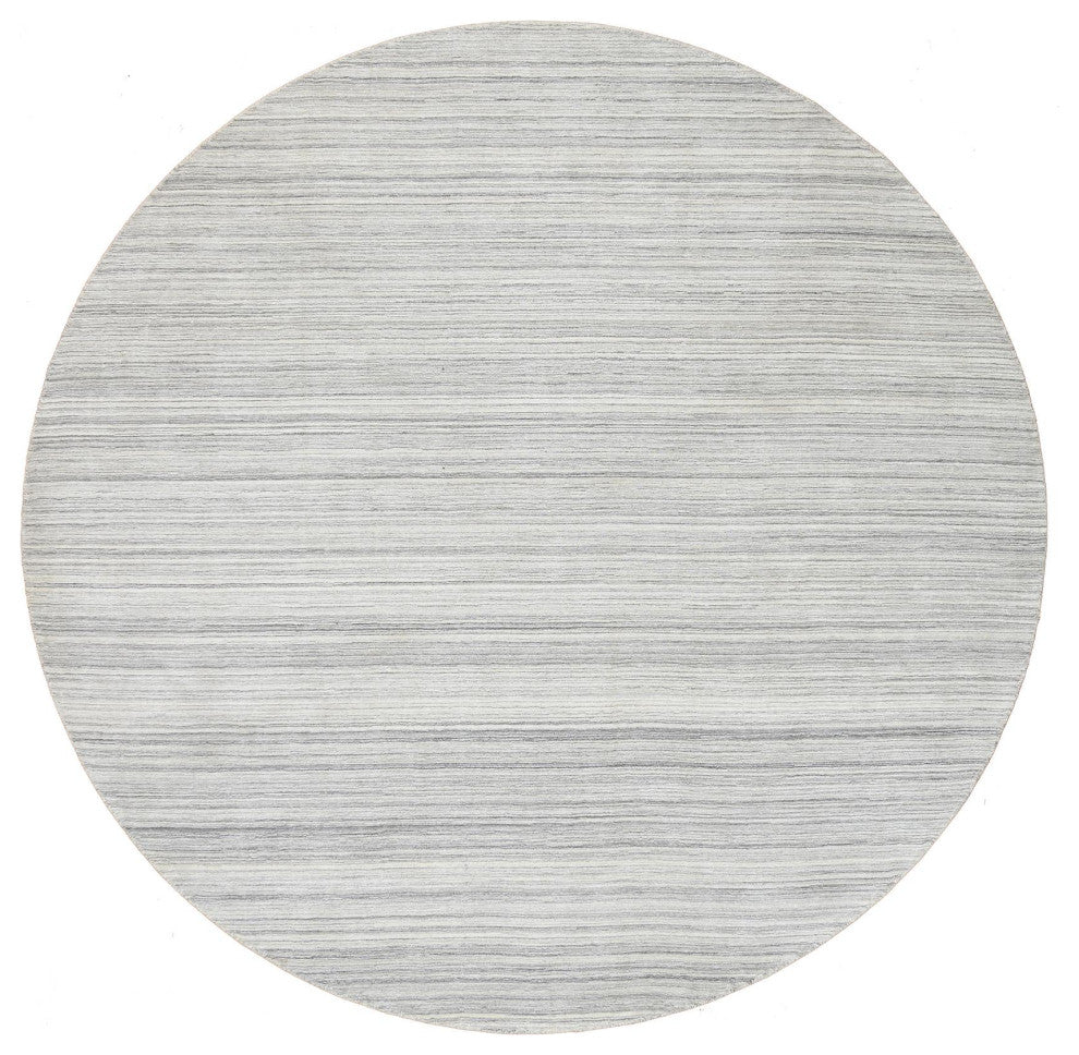 Gray, Hand Loomed Undyed Natural Wool, Modern Design Rug, 9'9"x9'9"