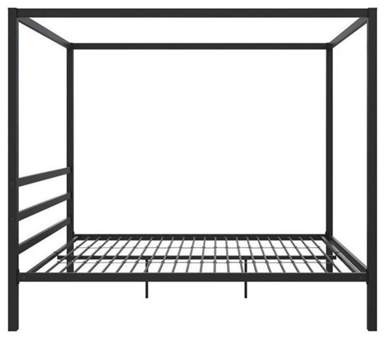 DHP Modern Metal Canopy Poster Bed in Queen in Black