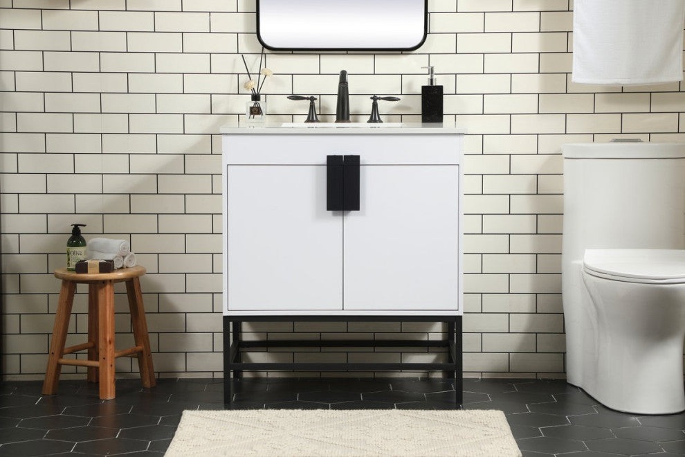 Home Living 19" Modern White-Light Bathroom Vanity