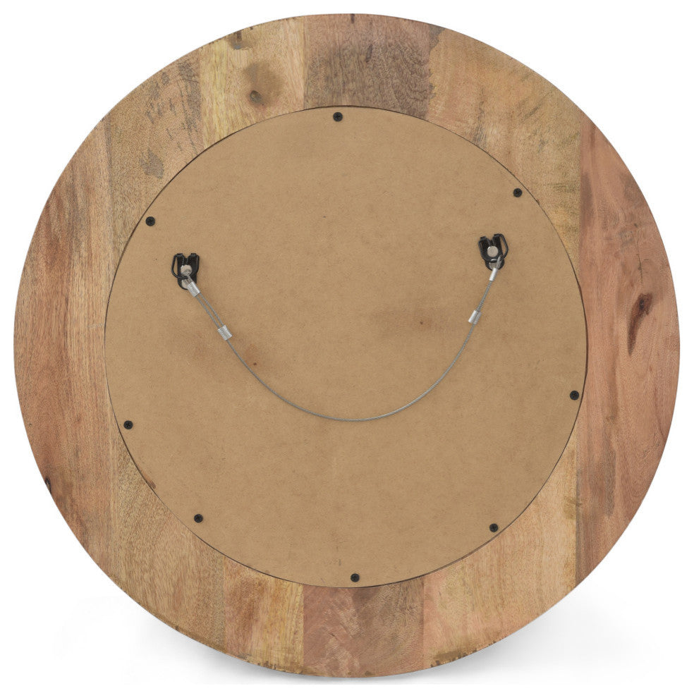 Darcy Handcrafted Mango Wood Aluminum Fitted Round Mirror