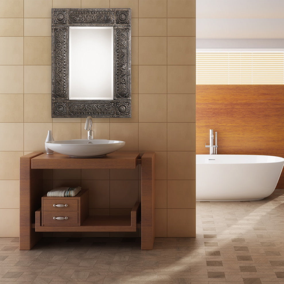 40" Farmhouse Brown Rectangle Mirror