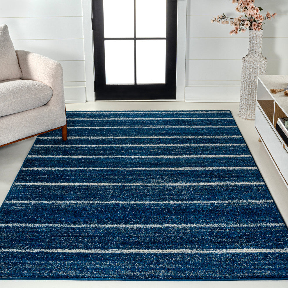 Williamsburg Minimalist Stripe Rug, Navy/Cream, 4 Ft. X 6 Ft.