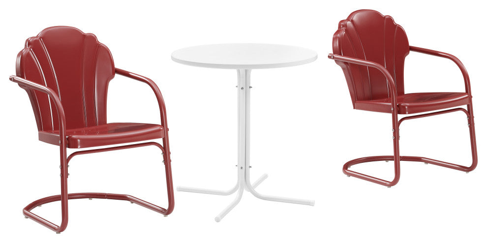 Tulip 3-Piece Outdoor Bistro Set, Dark Red Satin
