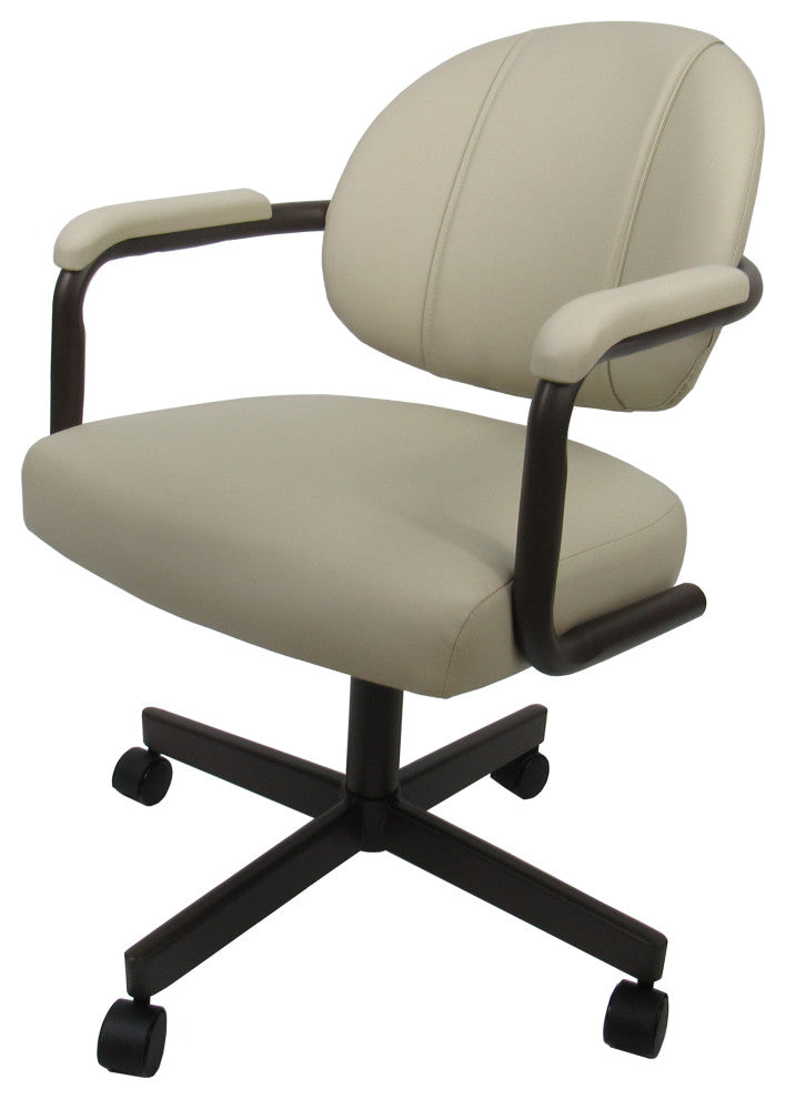 Set of 4, M-70 Swivel Tilt Dining Caster Chairs, Ocean Beige Vinyl on Coffee Chairs