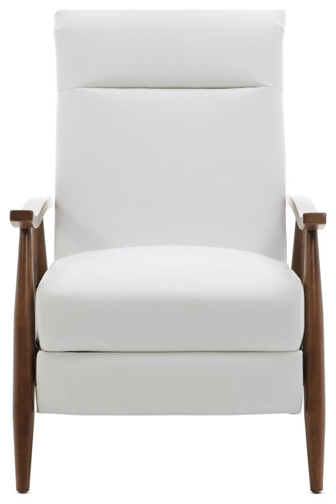 Solaris Wood Arm Push Back Recliner, Milky White