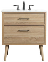 Home Living 22" Midcentury Modern Mango Wood-Light Bathroom Vanity