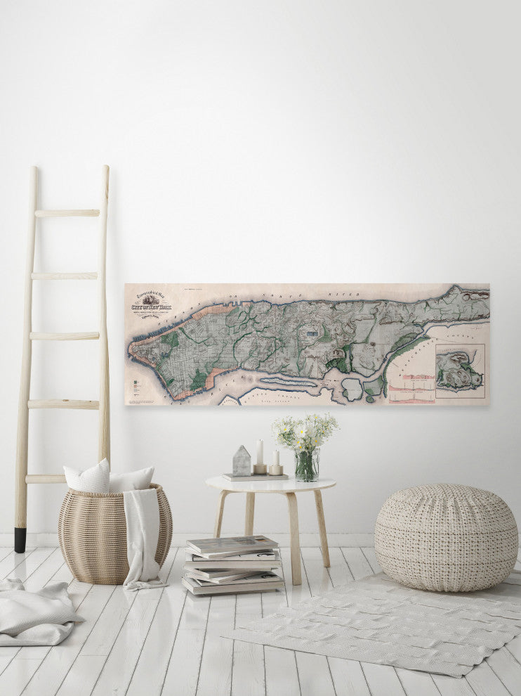 "Panorama Plan" Painting Print on Wrapped Canvas, 15x5