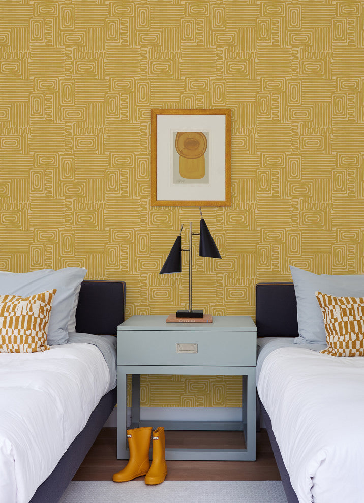 Emily Rayna Yellow Pathways Peel and Stick Wallpaper
