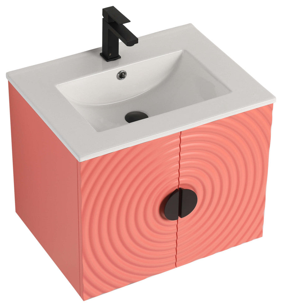 Pellabay Bath Vanity, Fluted Circular Doors Sink Included