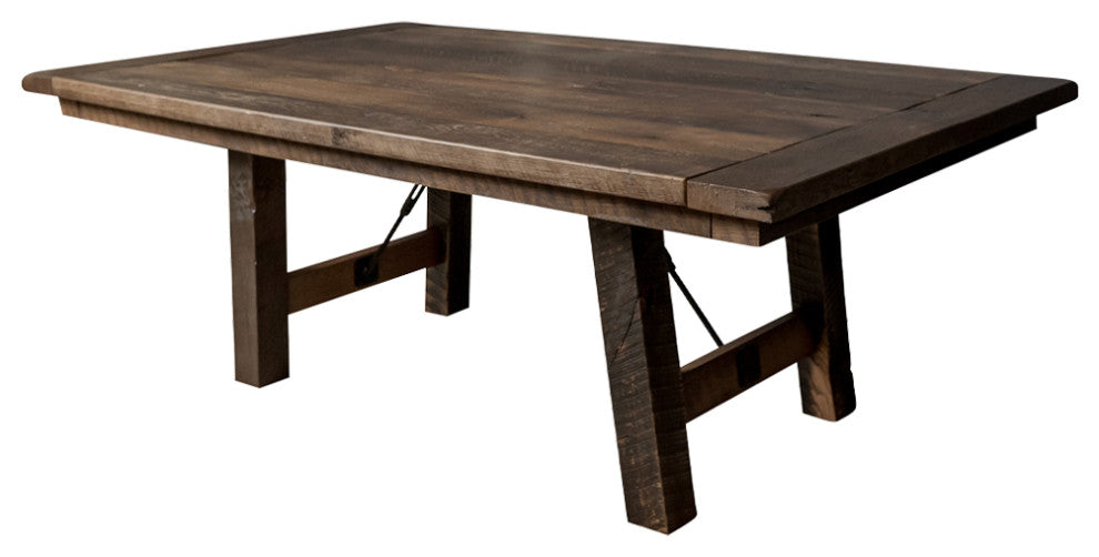 Montana Dining Table, Reclaimed Barnwood, Natural, 48x72, 2 Breadboard Exts