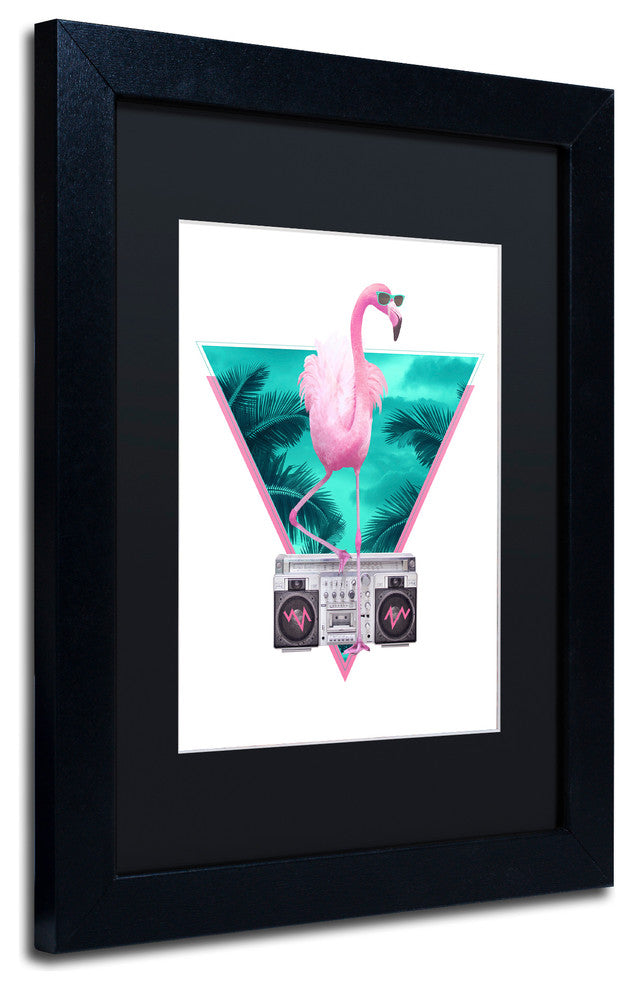 Robert Farkas 'Miami Flamingo' Art, Black Frame, Black Mat, 14x11