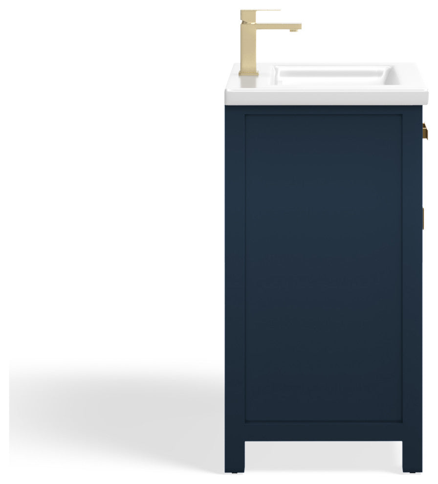 The Savoy Bathroom Vanity, Monarch Blue, 24", Single, Without Mirror, Freestanding