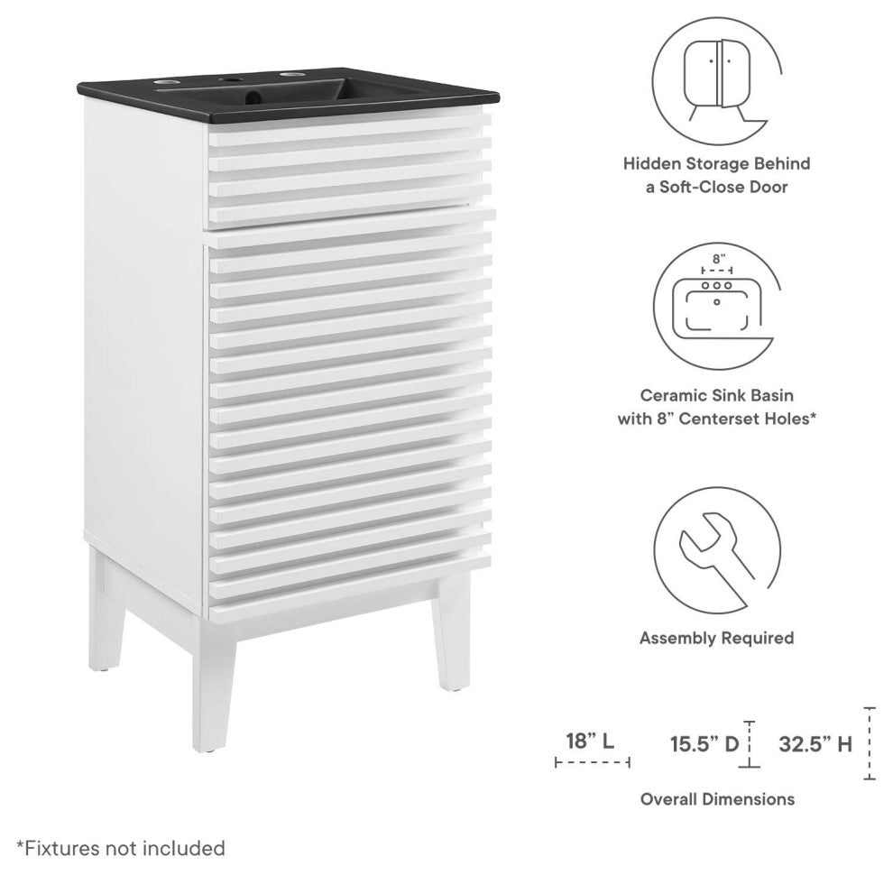 Render 18" Bathroom Vanity, White Black