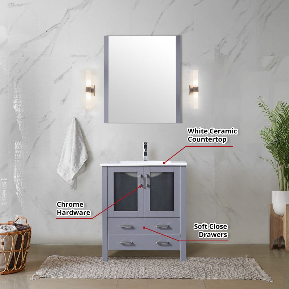 Volez Transitional Dark Grey 30" Single Vanity Set