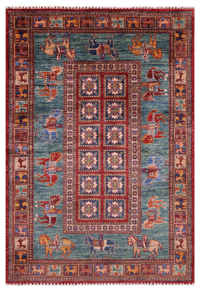 3' 3" X 4' 11" Antiqued Pazyryk Historical Design Hand-Knotted Rug Q10861