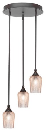 Empire 3-Light Cluster Pendalier, Dark Granite/Silver Textured