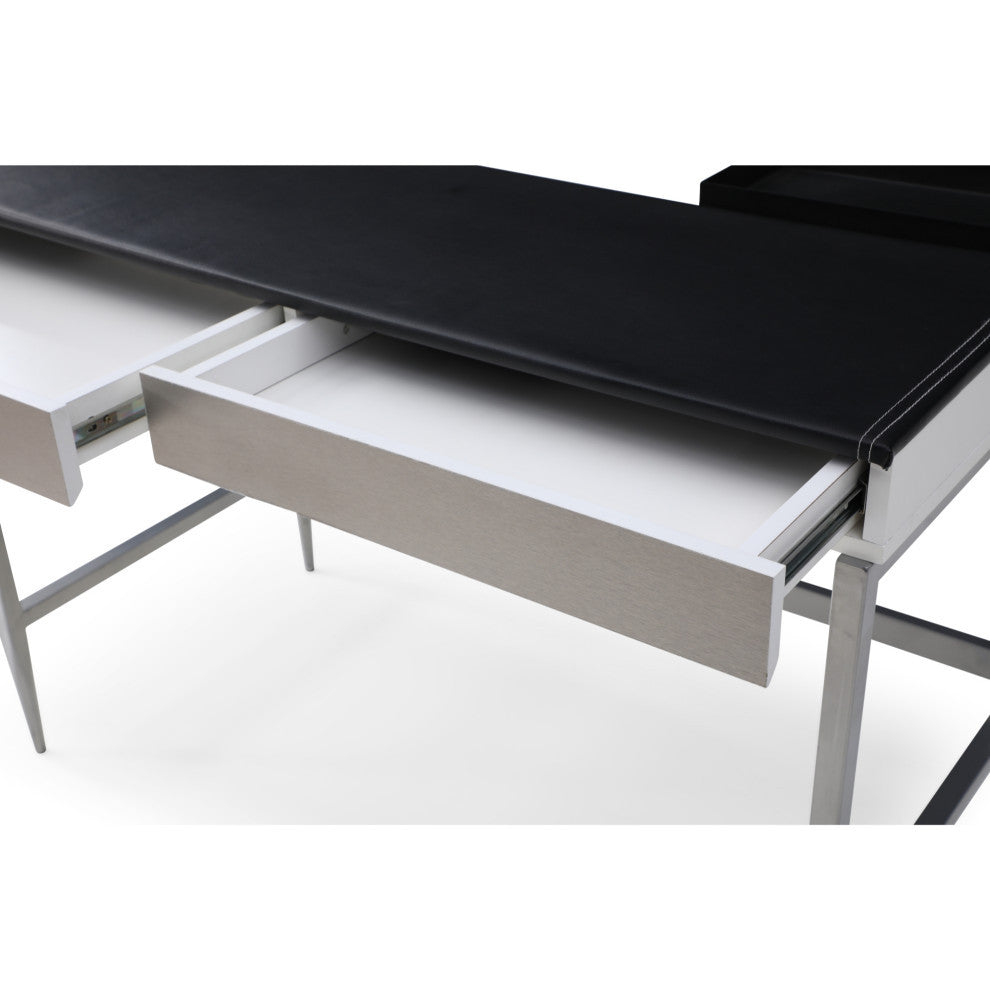 Loft Lyfe Kinzlee Desk, 2 Storage Drawers, Black/Gray