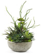 Faux Succulents & Agave Plant in Round Concrete Bowl