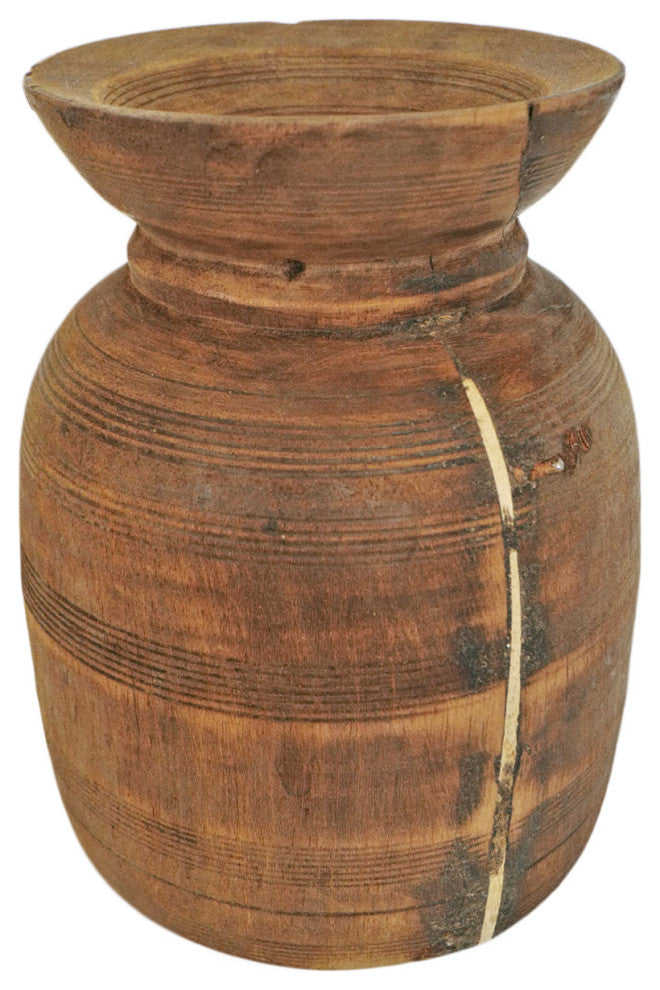 Consigned Old India Wood Pot 14