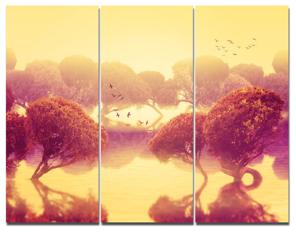 Peaceful Japanese Gardens, Landscape Triptych Canvas Art Print, 36x28, 3 Panels