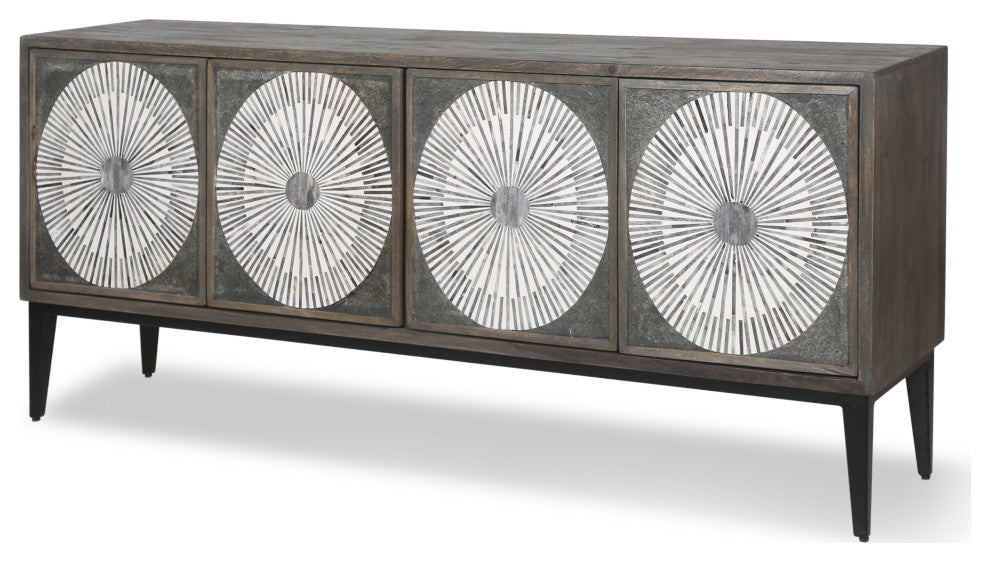 Palm Desert Modern Bone Inlay Sideboard, Vintage Gray