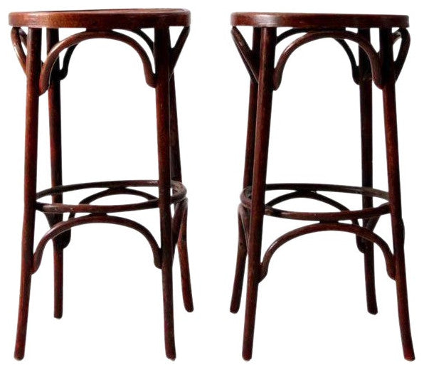 Consigned, Vintage Bentwood Stools Pair