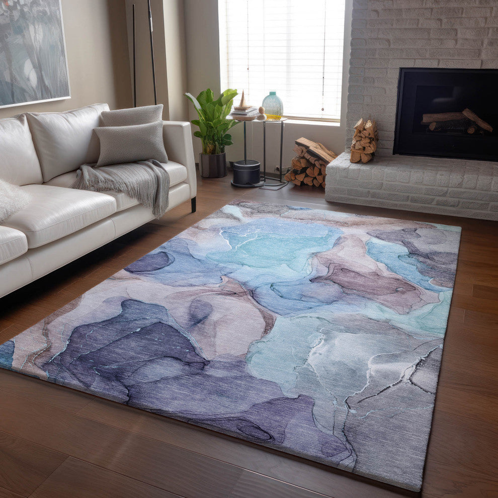 Premium Machine Washable Mayfield AMF504 Navy 3' x 5' Rug