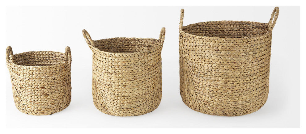 Set of Three Braided Wicker Storage Baskets