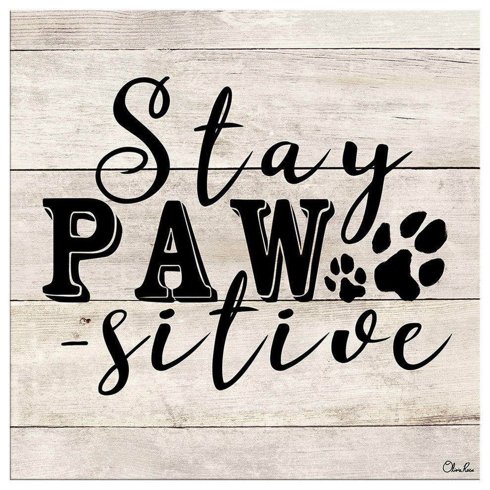 Ready2HangArt 'PAWsitive' Wrapped Canvas Animal Wall Art, 30"x30"