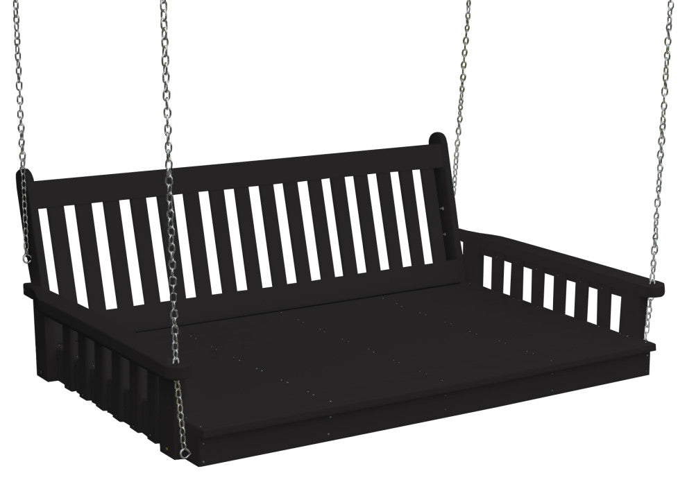 Traditonal English Swingbed, Black, 75 Inch