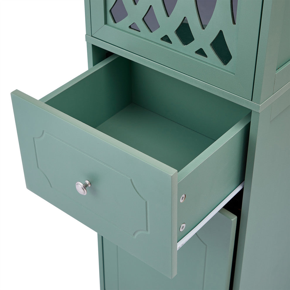 64" Tall Freestanding Bath Storage Cabinet, Adjustable Shelves