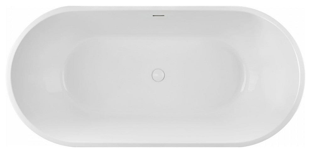 Mia Acrylic Double Ended Freestanding Tub, White / White Drain, 67 Inch