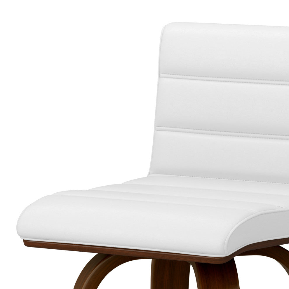 Roland Swivel Bar Stool, White Vegan Faux Leather