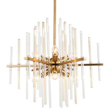 Woodbridge Lighting 20116CBR Spires 6-Light Chandelier, Clear, Plated Amber